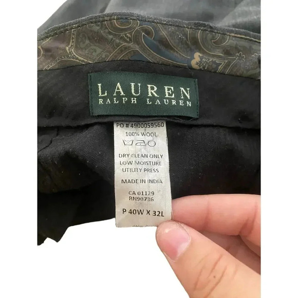 Lauren Ralph Lauren Gray Wide Leg Wool Pant Size Plus 40W X 32L - Picture 4 of 6